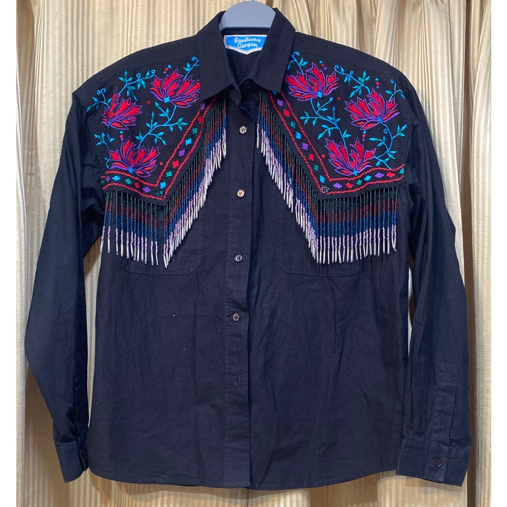 Southwest Canyon Western Beaded Shirt Women's Size Medium Southwestern